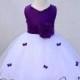 White Purple Flower Girl Butterflies tulle dress 20 color sash pageant wedding bridal recital children toddler size12-18m 2 4 6 8 10  