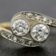 Antique Engagement Ring - Art Deco Diamond Twist 14ct Gold & Platinum Antique Engagement Ring