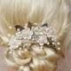 Bridal Hair Comb, Wedding Comb, Decorative Comb, Floral Wedding Comb, Champagne Comb, Peach, Ivory, Swarovski Crystals, Pearls, KathyJohnson