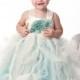 Tutu Dress, Baby Tutu Dress. Victorian Chic Aqua Cream Ballroom Tutu Gown