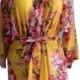 Yellow  Floral  Blooms Bridesmaids Robes Sets Kimono Robes Wraps bridesmaid gifts getting ready robes Bridal shower favors Floral
