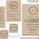 Classic Wreath Printable Wedding Invitation Template, Rustic Wedding Invitation, Kraft Wedding Invitations, 3 Colors Included, Editable Text
