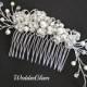 Pearl Rhinestone Bridal Comb, Crystal Butterfly Wedding Hair Comb, Vintage Style Bridal Wedding Hair Accessories, White, Ivory