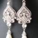 Vintage Bridal Earrings, Chandelier Wedding Earrings, Art Deco Bridal Jewelry, Pearl Wedding Jewelry, JACQUELINE