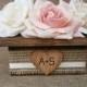 Wedding Wood Planter Box Center Piece with Rustic Burlap Ribbon Custom Wood Heart Tag Garden Party Utensil Holder