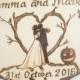 Halloween Wedding Cake Topper, bride and groom, Silhouette, Wood, Heart cake topper, Rustic, Gift for Couple, Pyrography, PERSONALIZABLE