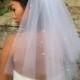Bridal Veil, Two Tier Rhinestone Veil, Wedding Veil, Fly Away Veil with Scattered Rhinestones, Style No. 4119