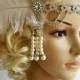 The Great Gatsby 20's rhinestone pearls flapper headband,20's flapper Headpiece headband, Bridal Headband, Crystal Ribbon Headband