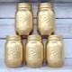 Gold Mason Jars Set of 5 Handpainted Pint Jars For Gold Wedding Winter Wedding Gold Centerpiece Rustic Wedding