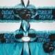 Carolina Panthers Fabric Logo  Wedding Garter Set Prom  Football Charm Turquoise  Organza