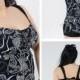 Black Print Two-Pieces Plus Size Womens Swimsuit With Skirt Lidyy1605241020