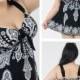 Black Print Flowers Plus Size Two-Pieces Womens Swimsuit With Skirt Lidyy1605241006