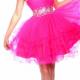 Lace Up Strapless Tulle Crystals Fuchsia Blue Ruched Short