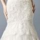 RUSTIC LACE MERMAID GOWN WITH SHORT SLEEVES 