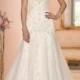 [215.99] Charming Organza V-neck Neckline Dropped Waistline A-line Wedding Dress With Embroidered Beadings - Dressilyme.com