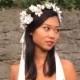 Bridal Floral Crown, Hair Vine, Wedding Accessories, Pearl Floral Wreath with Satin Ribbon Streamers, Style No. 1515