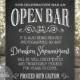 Open Bar Sign Chalkboard Printable Party Wedding Funny Bar Sign Digital Instant Download (#OPB1C)