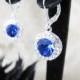 Deep Sapphire cubic zirconia bride bridal, wedding gift, bridesmaid bridesmaid earrings, bridal earrings, bridal jewelry, bridesmaid jewelry