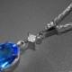 Sapphire Royal Blue Oval Crystal Necklace Swarovski Sapphire Rhinestone Sterling Silver CZ Blue Necklace Wedding Jewelry Wedding Necklaces