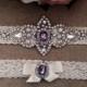 Wedding Garter - Bridal Garter - Ivory and Light Purple Crystal Rhinestone Garter and Toss Garter Set