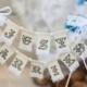 Just Married- Wedding Cake Topper Banner  with pearls and white lace bow,  vintage wedding