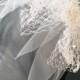 Bridal Headband Fascinator with Swarovski Crystal Edge Blusher Veil, Short Veil, Illusion Veil - Alexandra