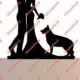Custom Wedding Cake Topper with a dog silhouette of your choice, choice of color and a FREE base for display
