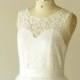 Lace Wedding Dress Sheer Neckline with Waistband Keyhole Back Floor Length