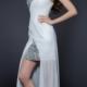 Zipper One Shoulder Crystals Chiffon Ruched High Low