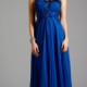 Straps Crystals Chiffon Tulle Floor Length Blue