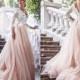 Pink Wedding Dress, Tulle Wedding Dress, Long Sleeves Wedding Gown, Wedding Gown, Romantic Tulle Gown, Lace Wedding Dress