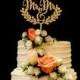Mr and Mrs Cake Topper Wedding Cake Topper Wood Cake Topper Gold Silver Cake Topper