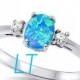 Disney's Princess Cinderella Inspired Blue Opal Sterling Silver Promise Ring