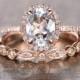 Oval Aquamarine Diamond, Halo Engagement Ring, Rose Gold Art Deco, Wedding set,  Aquamarine Wedding set, Diamond, Rose Gold, Halo Diamond