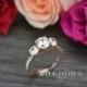 2.10 CT Three Stone Accent Ring Engagement Wedding Band 14K or 18k  Rose Gold , anniversary ring
