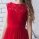 Red Bridesmaid Dress Maxi Lace Dress Red Prom Dress Chiffon Evening Sleeveless Party Dress