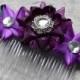 Purple Hair Comb, Purple Flower Comb, Deep Purple Hair Accessories, Purple Bridesmaid Hair Piece, Teal and Purple Wedding Hair Piece