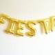 FREE SHIPPING 16" FIESTA letter balloon banner - cinco de mayo - gold blue pink silver