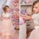 Ivory and Blush Pink  Flower Girl Dress - Birthday Wedding Party Holiday Bridesmaid Flower Girl  Ivory and Blush Pink Tulle Lace Dress