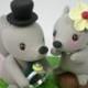 Custom Wedding Cake Topper-Lovely Tails Squirrel couple with a Beautiful Wedding Ring-for Woodland Theme Wedding