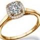Cushion Cut Engagement Ring, Halo Ring, 14K Rose Gold Engagement Ring, 1.25 TCW Diamond Ring Band, Halo Engagement Ring