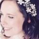 Bridal headpiece, floral bridal hair vine, wedding flower halo, bride pearl side tiara, statement bridal headdress, boho flower crown