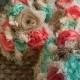 beautiful handmade coral silk, mint silk and natural burlap bouquets(listing is for one bridal bouquet)