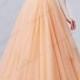 IS057 Uniqe peach color soft tulle ball gown wedding dress online