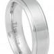 6mm White Titanium Ring Brushed Center, Shiny Step Edge His Hers Men Women Wedding Engagement Anniversary Band White Titanium Ring Size 5-12