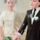 Vintage / Bride and Groom / Wedding Cake Topper / Kitschy Retro Charm / Hard Plastic / Holding Hands
