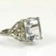 14K 4 ct Aquamarine Ring,Vintage Engagement Ring,Gift AnniversaryVintage Wedding Ring,Antique Wedding Band