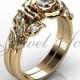 14k yellow gold diamond unusual unique flower engagement ring, wedding ring, flower engagement set ER-1065-2