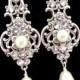 Bridal earrings, Vintage style earrings, Wedding jewelry, Pearl earrings, Antique silver earrings, Swarovski earrings, Dangle earrings