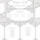 Wedding Seating chart template Silver Gray "Antique Lace" printable wedding table plan cards, DIY seating plan, Word instant Download